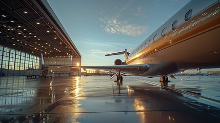 Person Standing Next to Plane in Hangar