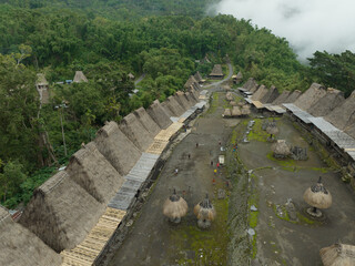 Aerial view of megalithic village, Bena, Flores, Indonesia