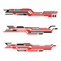 Collection of vinyl vehicle wrap stickers. Futuristic vehicle wrap decals