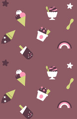 Ice creams pattern. chocolate background