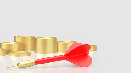 The red dart  and coins or Business concept 3d rendering.