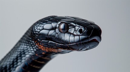 a beautiful black mamba isolated on a plain white background, with copy space for text on the left - Powered by Adobe
