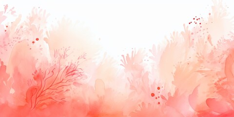 Fototapeta na wymiar Coral watercolor light background natural paper texture abstract watercolur Coral pattern splashes aquarelle painting white copy space for banner design, greeting card