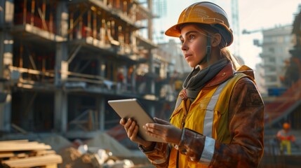 Woman Engineer With Tablet and Hardhat