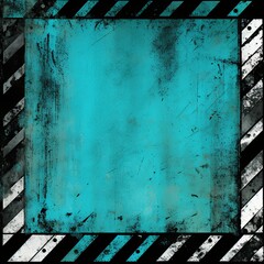 Cyan black grunge diagonal stripes industrial background warning frame, vector grunge texture warn caution, construction, safety background with copy space for photo or text design