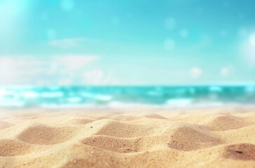 Summer vacation and travel concept. Empty space blurred background. Blue ocean and sky. Sandy beach