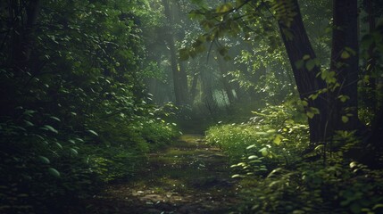 Serene Path in Green Forest
