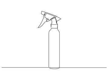 bottle cleaning spray realistic one line art design vector