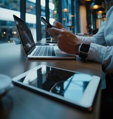 Naklejka premium person typing on a laptop computer