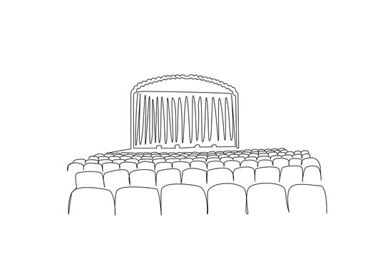 theater stage modern seats curtain one line art design vector
