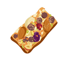 Natural fitness snack, organic muesli bars sport nutrition, protein cookies isolated set on white