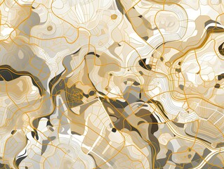 Gold and white pattern with a Gold background map lines sigths and pattern with topography sights in a city backdrop
