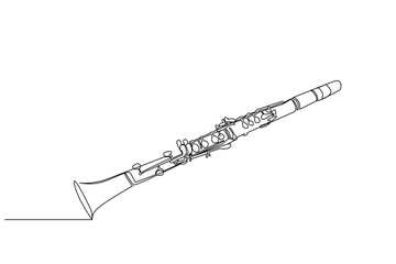 clarinet classical musical instrument object one line art design vector - obrazy, fototapety, plakaty