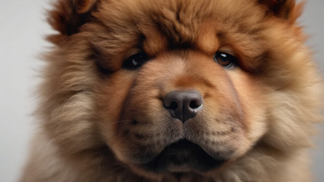 Puppy, Chow Chow Dog on White Background