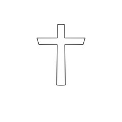 Christian cross, religion simple symbol crucific. Pray god on white background 