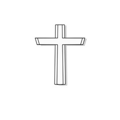 Christian cros, religion ssimple symbol crucific. Pray god on white background 