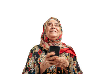 Middle Eastern Woman Smiling with Phone