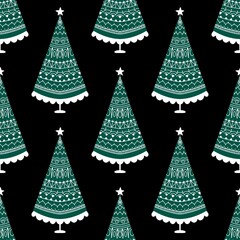 Watercolor Christmas tree seamless new year pattern for wrapping paper and fabrics and party accessories