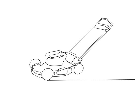 recommend clip art: lawn mower object one line art design vector