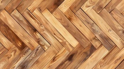A wooden floor with a checkered pattern. The floor is made of wood and has a warm, natural feel to it - obrazy, fototapety, plakaty
