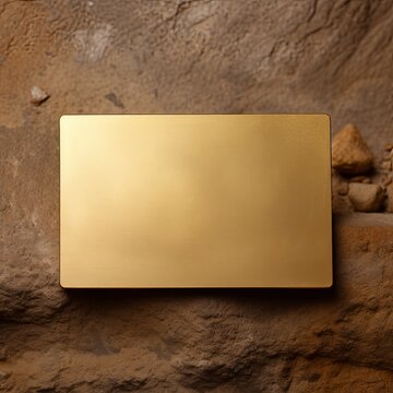 Gold blank business card template empty mock-up at gold textured background with copy space for text photo or product