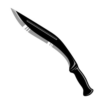 kukri knife flat design vector illustration. Gurkha knife icon in trendy flat style isolated on white background. Machete, Infantry Kukri blade flat color. crossed military knives