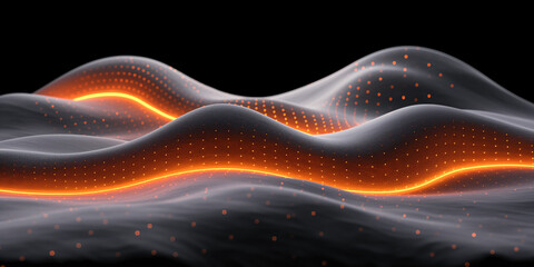 Abstract digital background of gray 3D waves with backlight - obrazy, fototapety, plakaty