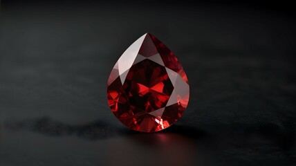 Beautiful Red Garnet Jewel on Black Background