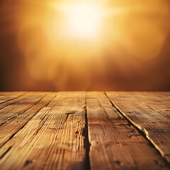 A wooden floor with a sun shining on it. The sun is the main focus of the image, and the wooden floor serves as a neutral background. Scene is warm and inviting - obrazy, fototapety, plakaty