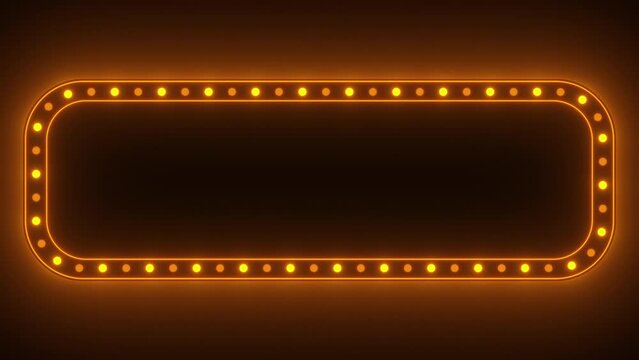 Marquee light board retro neon sign. Abstract banner or signboard. Modern frame background. Light board disco party title. Concept of jackpot winner or casino logo for text with empty copy space