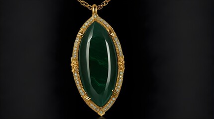 Jade Gemstone Necklace on Black Background
