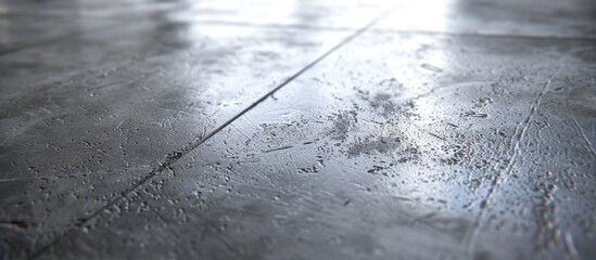 An area with a damp surface next to a window, creating a reflection of light and shadows