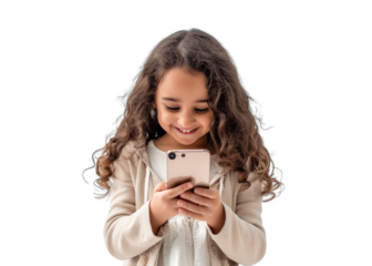 Smiling Middle Eastern Girl with Smartphone