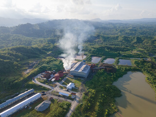 Aerial view of a palm oil processing plant