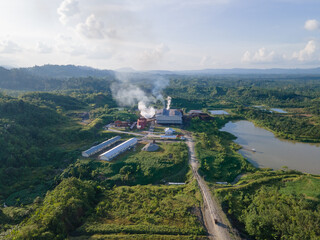 Aerial view of a palm oil processing plant
