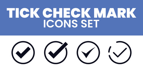 Check Mark Icons Set Vector Tick Mark Illustration Correction Mark Approve Line TIck Check Mark Icons Set