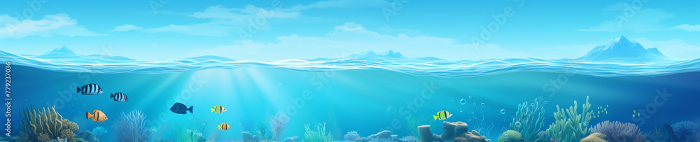Poster abstract background with underwater theme, web site header or footer template
