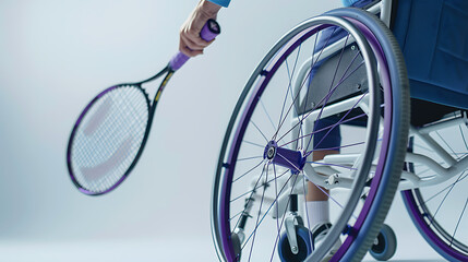 a person in a wheelchair actively participating in a game of tennis. - obrazy, fototapety, plakaty