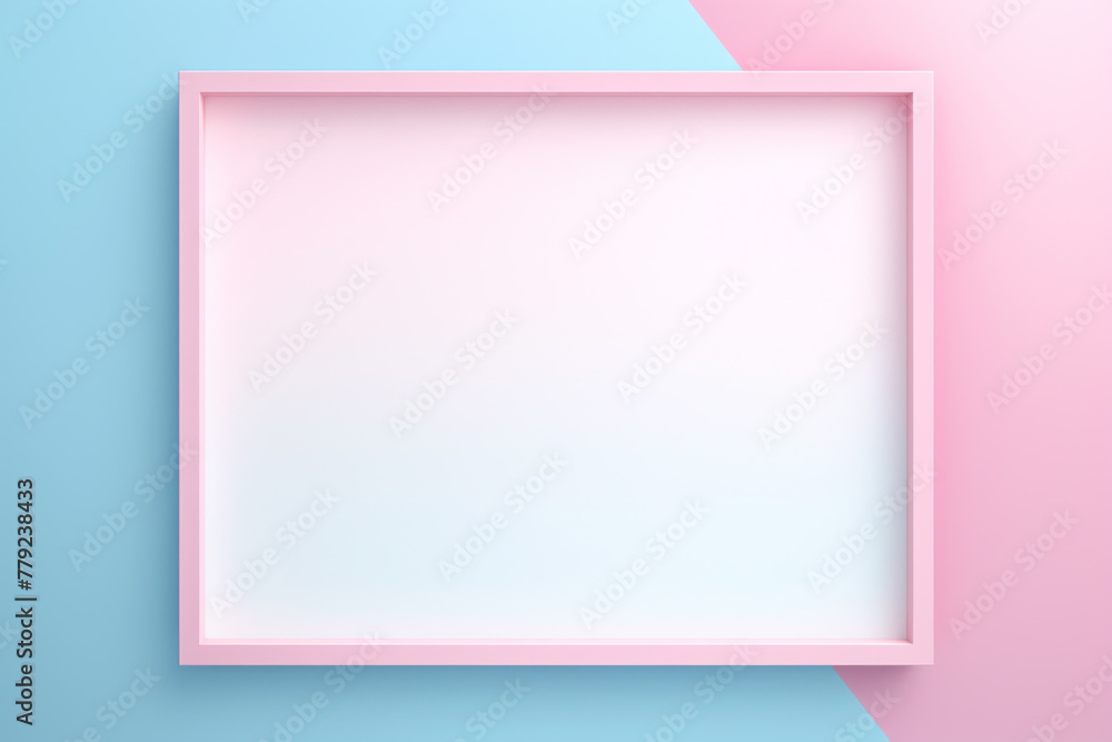 Poster pink and blue abstract background or pattern with empty mockup frame, creative design template with 
