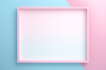 Pink and blue abstract background or pattern with empty mockup frame, creative design template with copyspace