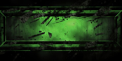 Green black grunge diagonal stripes industrial background warning frame, vector grunge texture warn caution, construction, safety background with copy space for photo or text design