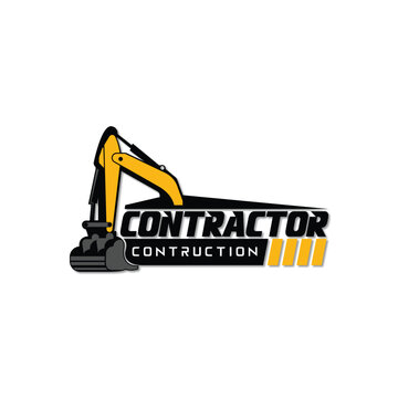 Excavator construction logo design, excavator logo element heavy equipment work. transportation vehicle mining.