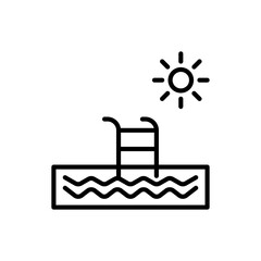 
swimming pool icon in outline style,family vacation vector concept.