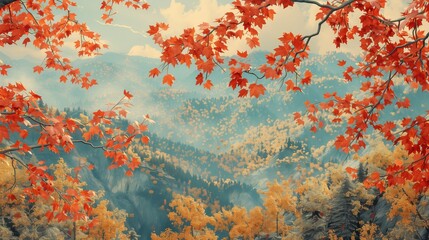 Autumn's Majesty: Panoramic Mountain Landscape in Fall