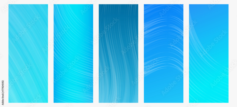 Poster set of modern gradient backgrounds with wave line