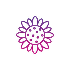 Sunflower icon, summer flower vector illustration concept sign in flat style. Isolated white background