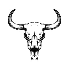Cow skull. Black and white silhouette. Vector illustration