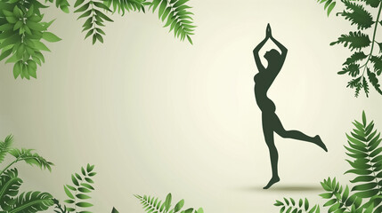 International Yoga Day poster, illustration of a woman doing yoga exercise and pose, Yoga day celebration