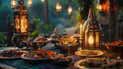 Lavish Ramadan feast by lantern light