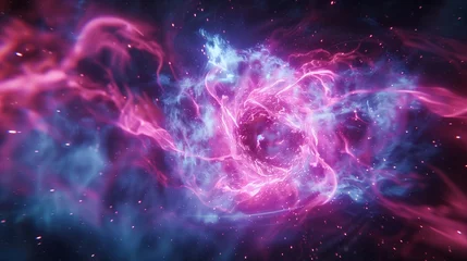 Foto op Canvas To meet the high energy requirement required in the level 5 civilization known as God civilization,neutron stars collide with a black hole and obtain the energy released from it : Generative AI © Tharumina